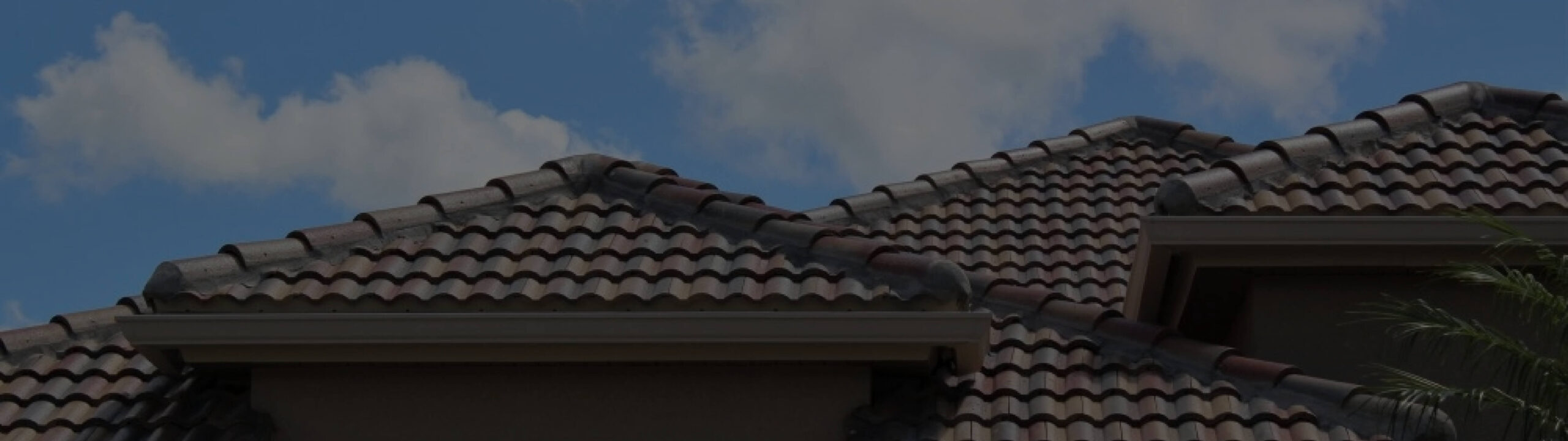 Close up of multi level tile roof