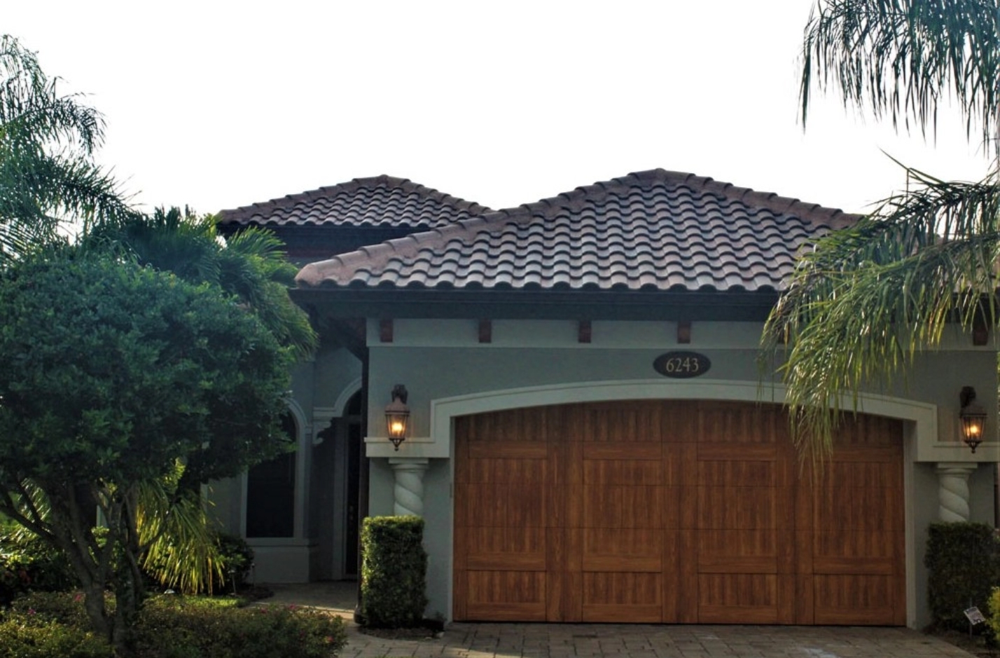 Home and Garage with tile roof in Tampa Bay Florida